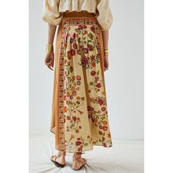 NWT ANTHROPOLOGIE X MES DEMOISELLES Sz 38 PLEATED FLORAL MAXI SKIRT - Picture 4 of 5